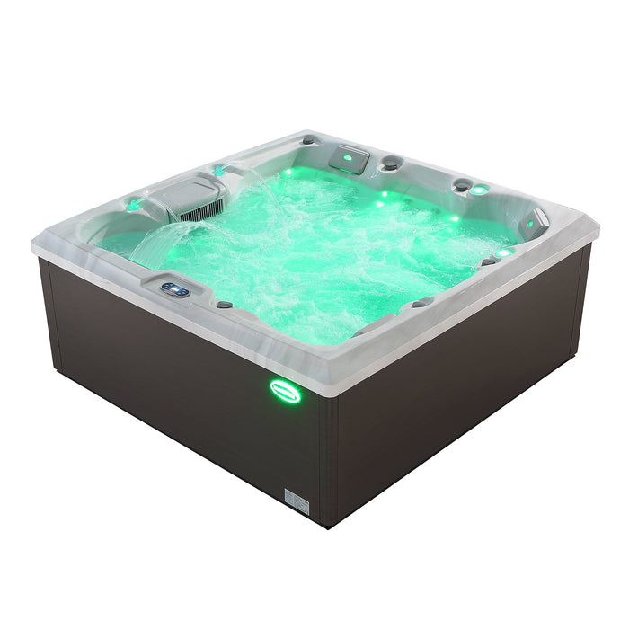 Empava Luxury Freestanding 6-Person Square Hot Tub in Grey