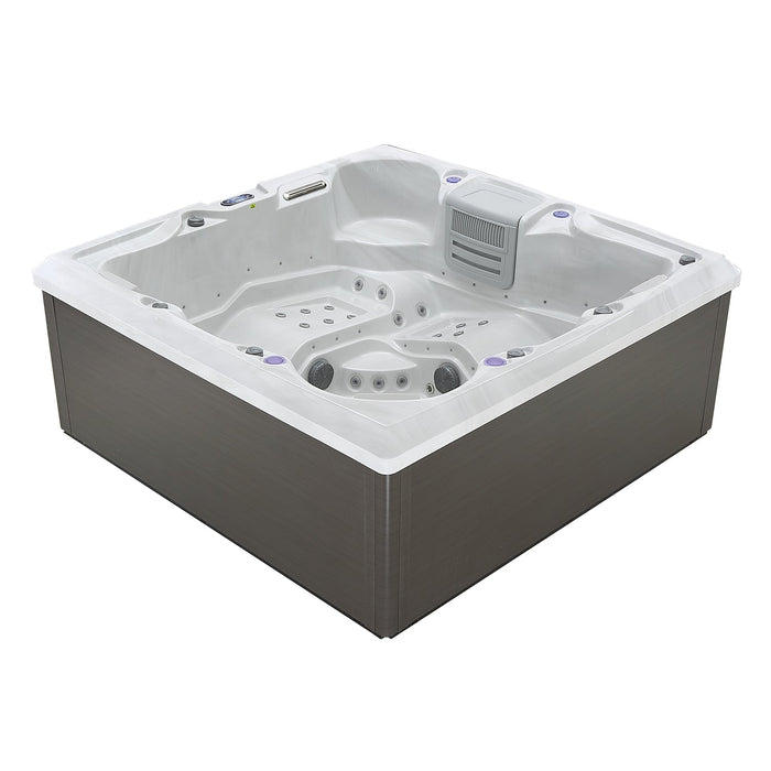 Empava Luxury Freestanding 6-Person Square Hot Tub in Grey