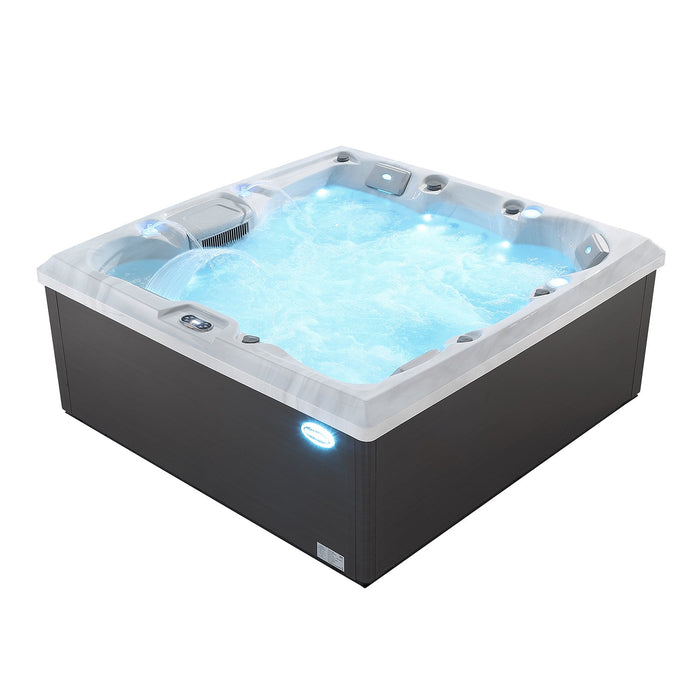 Empava Luxury Freestanding 6-Person Square Hot Tub in Grey