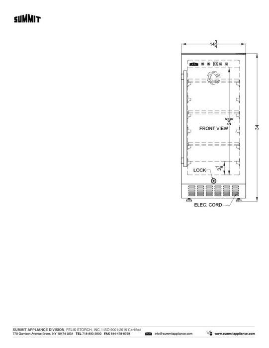 SUMMIT 15 in. Built-In Freezerless Undercounter Refrigerator