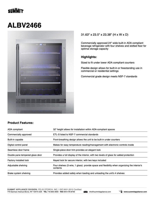 SUMMIT 24 in. Built-In Beverage Cooler, ADA-Compliant