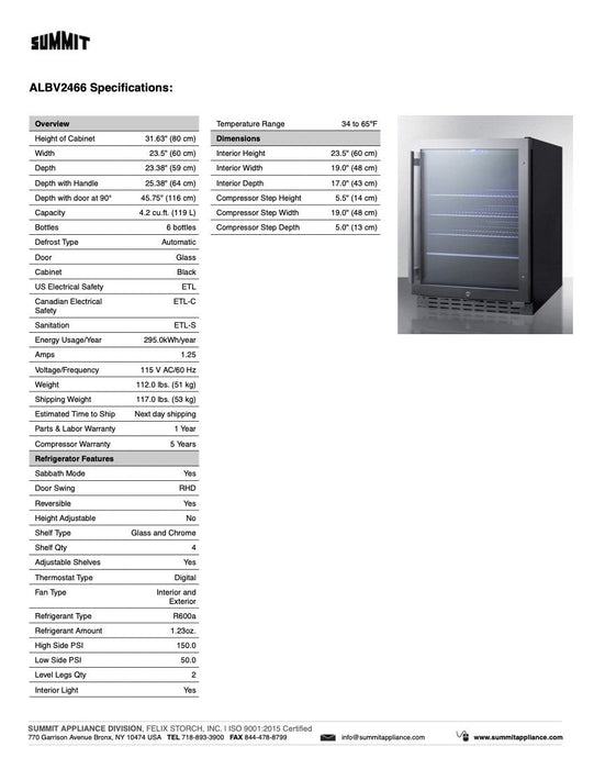 SUMMIT 24 in. Built-In Beverage Cooler, ADA-Compliant