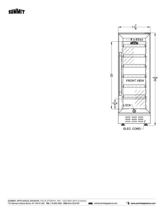 Summit 12 in. Slim Built-In Wine Cellar