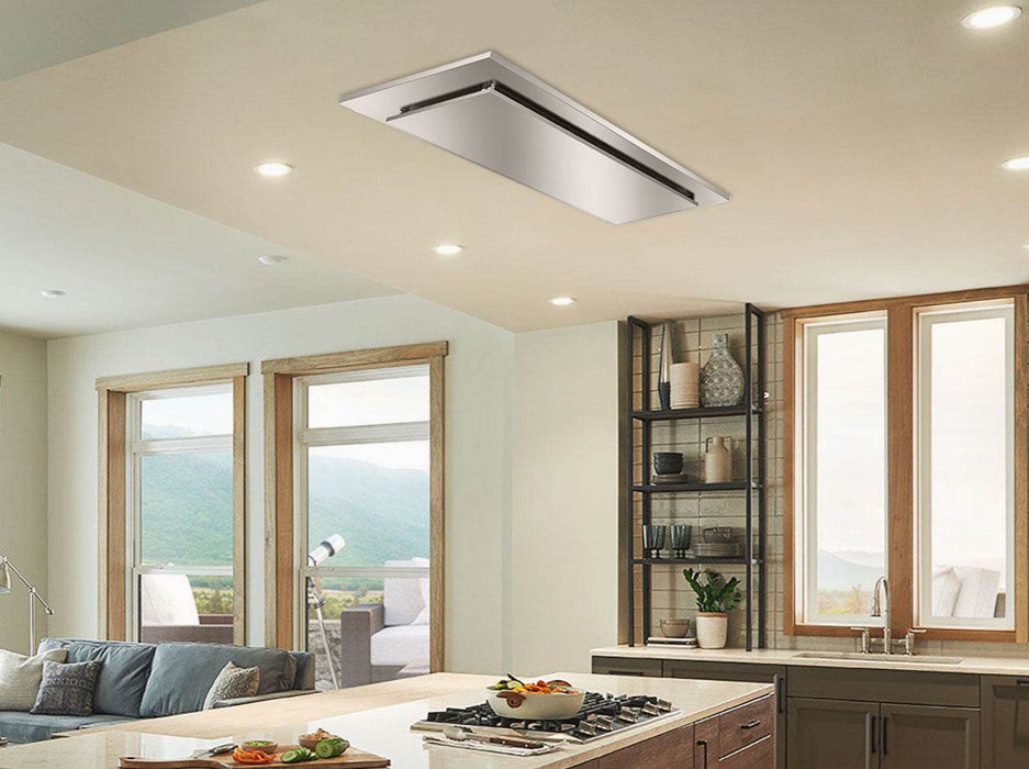 VICTORY Sunset 36 inch Flush Ceiling Mount Range Hood 600 CFM in Stainless Steel