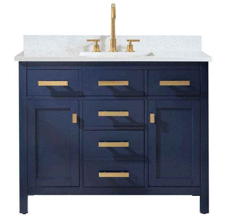 Valentino 42" Single Sink Vanity with White Quartz Top