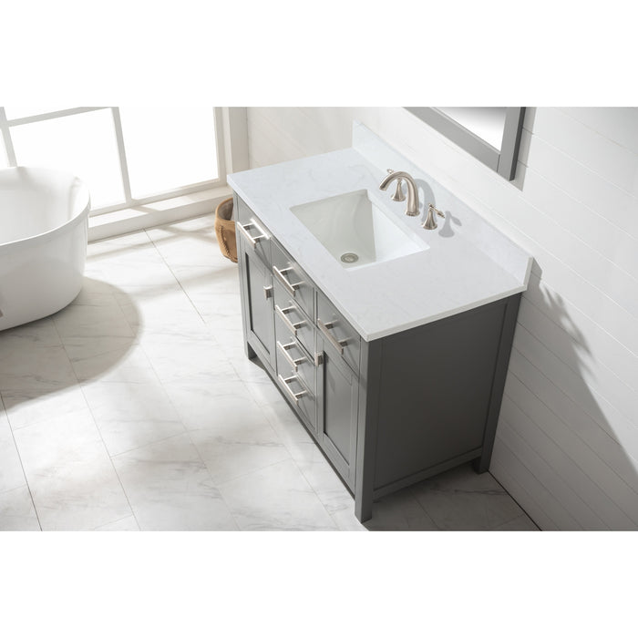 Valentino 42" Single Sink Vanity with White Quartz Top