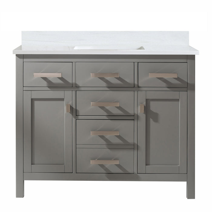 Valentino 42" Single Sink Vanity with White Quartz Top