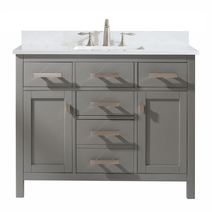 Valentino 42" Single Sink Vanity with White Quartz Top