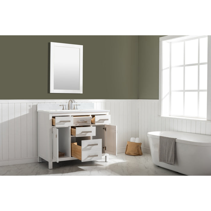 Valentino 42" Single Sink Vanity with White Quartz Top
