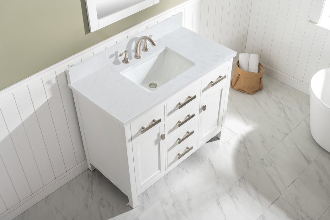 Valentino 42" Single Sink Vanity with White Quartz Top