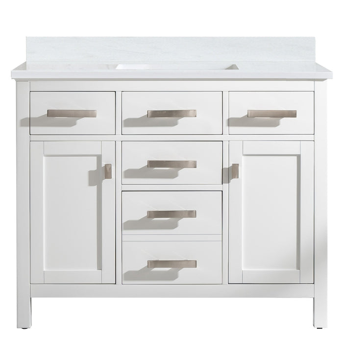 Valentino 42" Single Sink Vanity with White Quartz Top