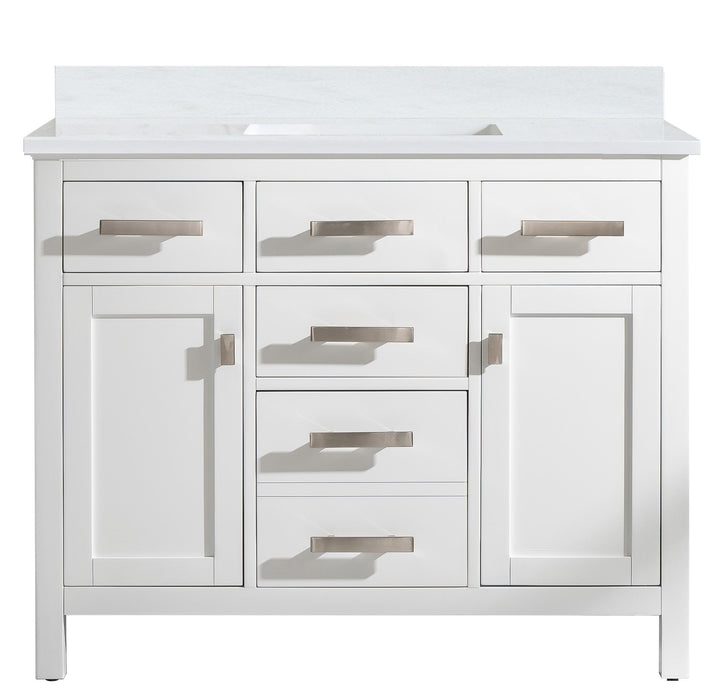 Valentino 42" Single Sink Vanity with White Quartz Top