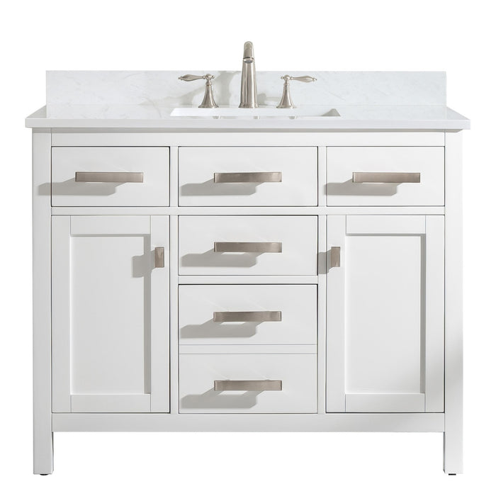 Valentino 42" Single Sink Vanity with White Quartz Top