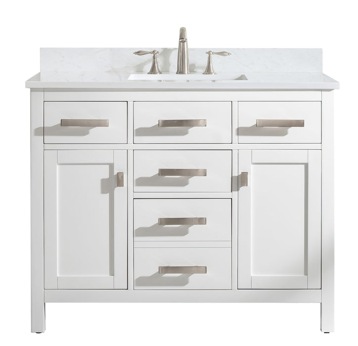 Valentino 42" Single Sink Vanity with White Quartz Top