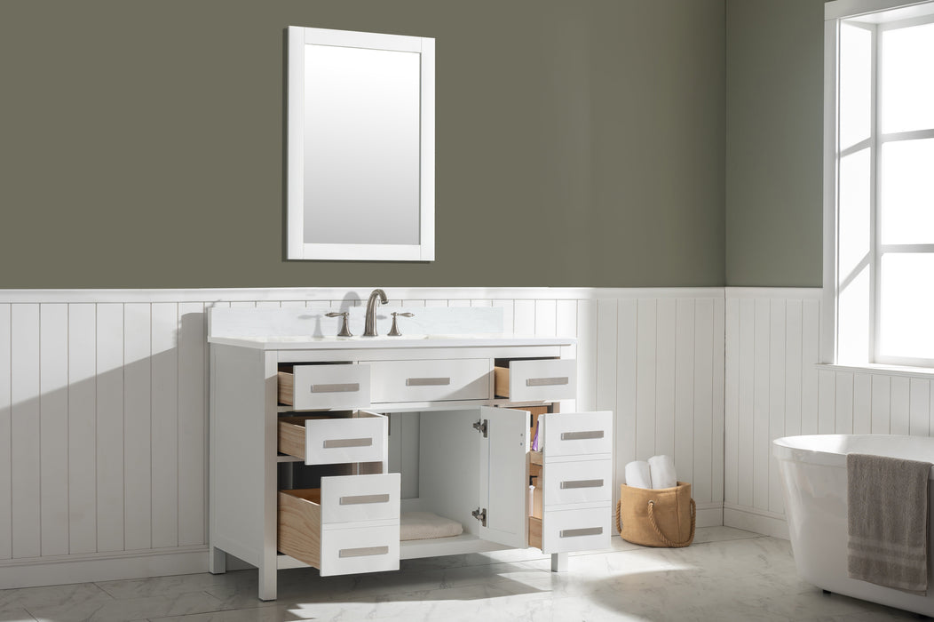 Valentino 48" Single Sink Vanity with White Quartz Top