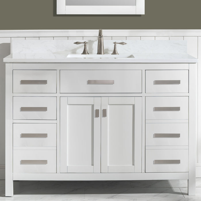 Valentino 48" Single Sink Vanity with White Quartz Top