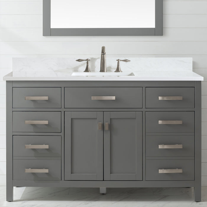 Valentino 54" Single Sink Vanity with White Quartz Top