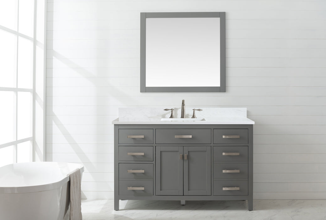 Valentino 54" Single Sink Vanity with White Quartz Top