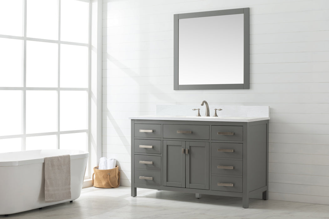 Valentino 54" Single Sink Vanity with White Quartz Top