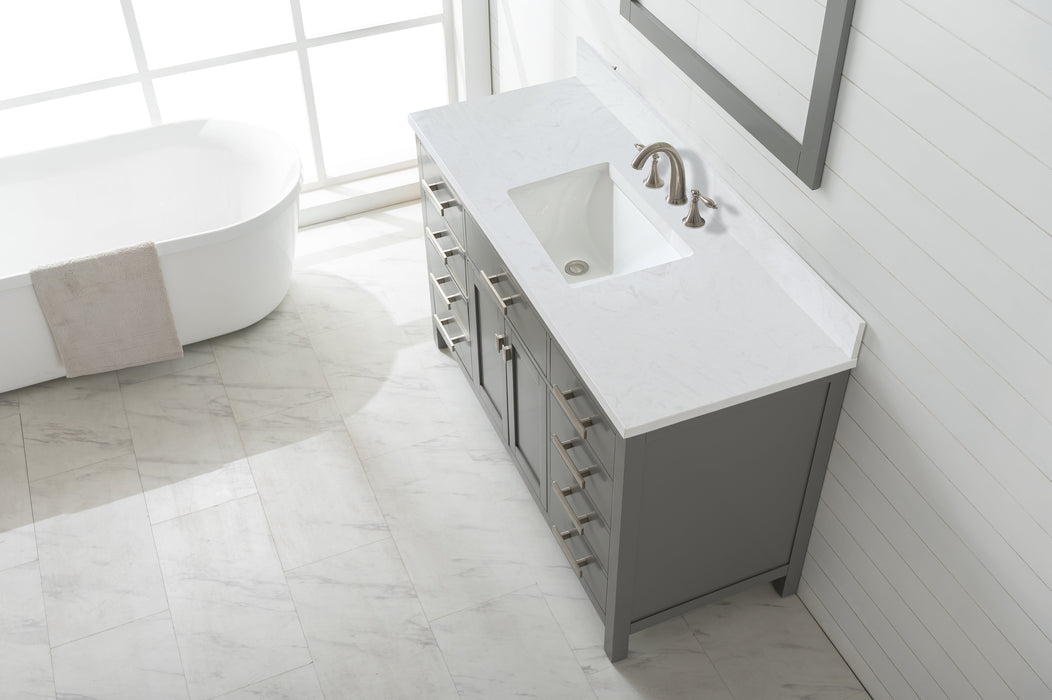 Valentino 54" Single Sink Vanity with White Quartz Top