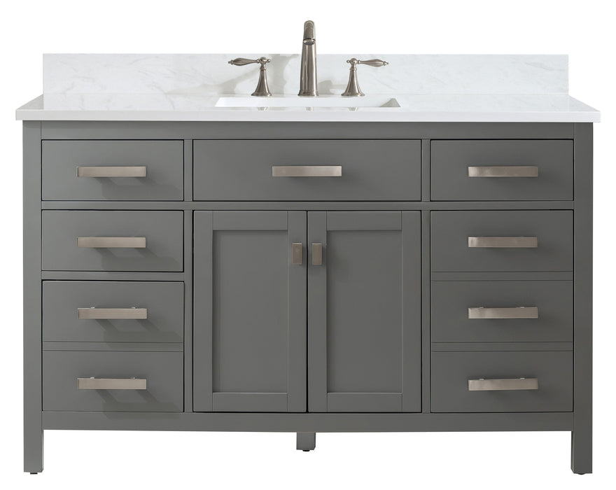 Valentino 54" Single Sink Vanity with White Quartz Top