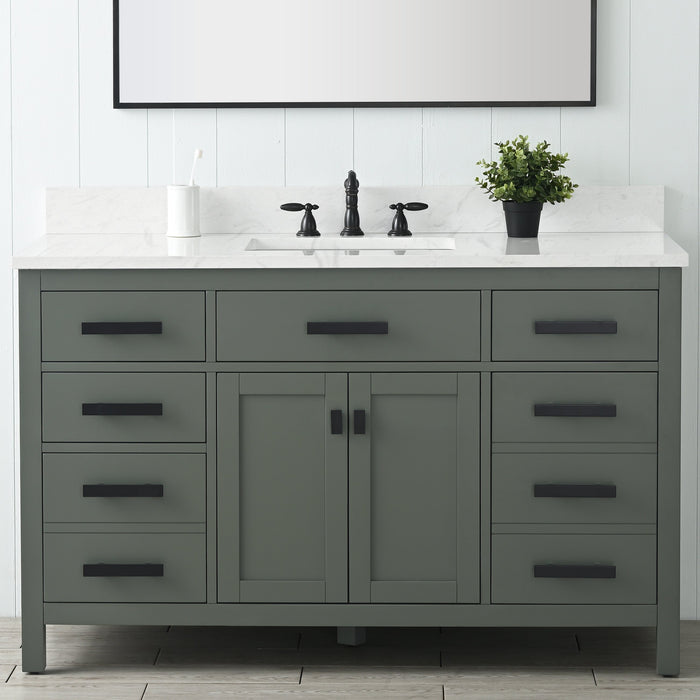 Valentino 54" Single Sink Vanity with White Quartz Top