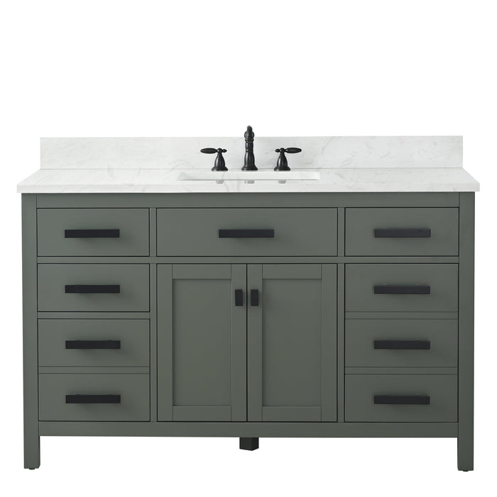 Valentino 54" Single Sink Vanity with White Quartz Top