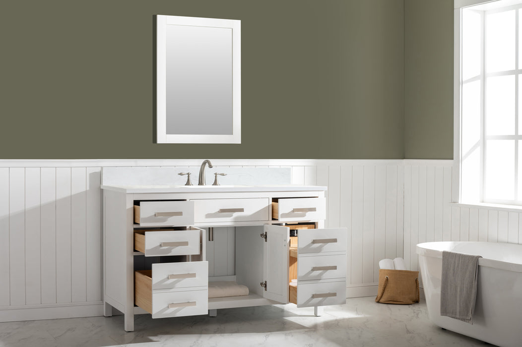 Valentino 54" Single Sink Vanity with White Quartz Top