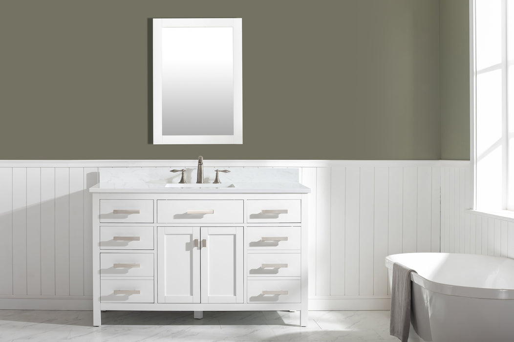 Valentino 54" Single Sink Vanity with White Quartz Top