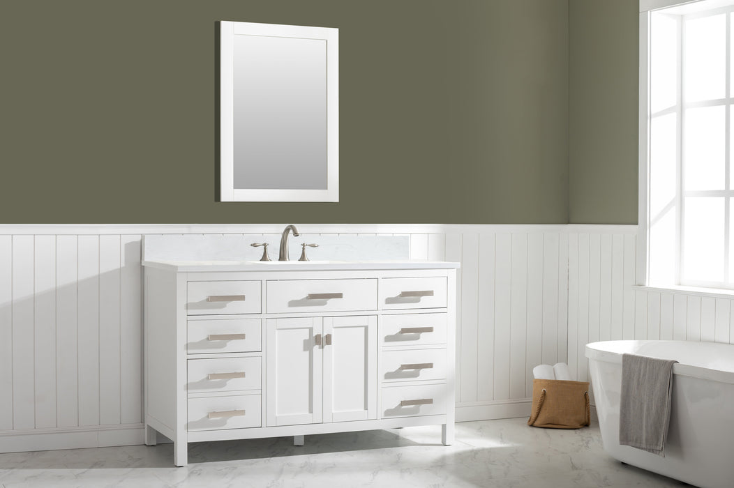 Valentino 54" Single Sink Vanity with White Quartz Top