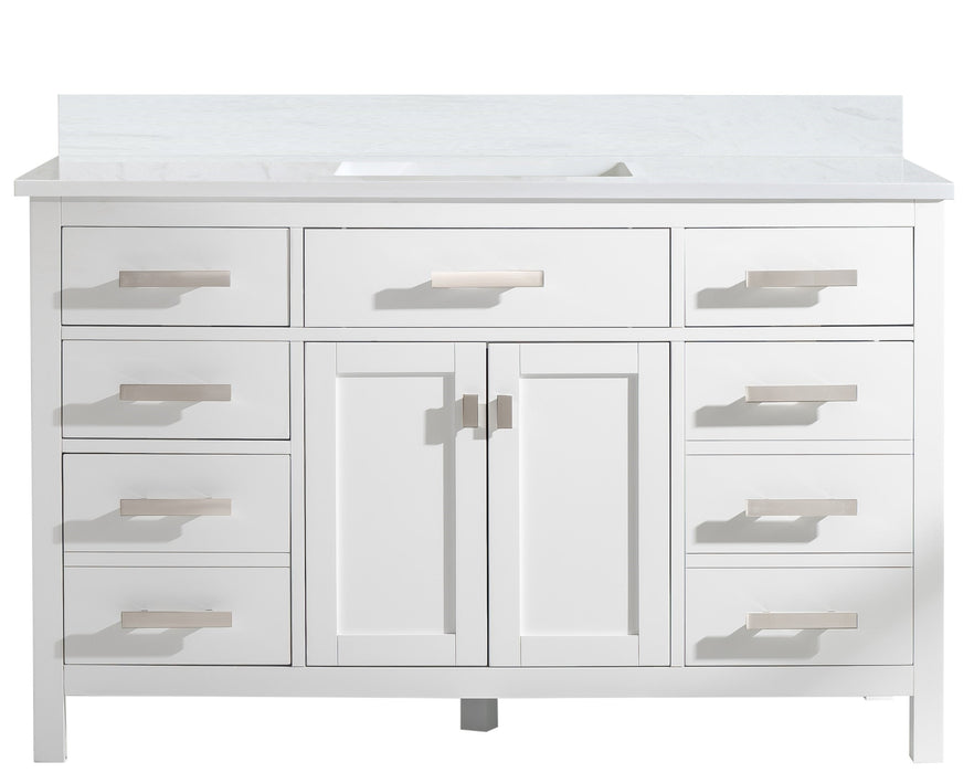 Valentino 54" Single Sink Vanity with White Quartz Top