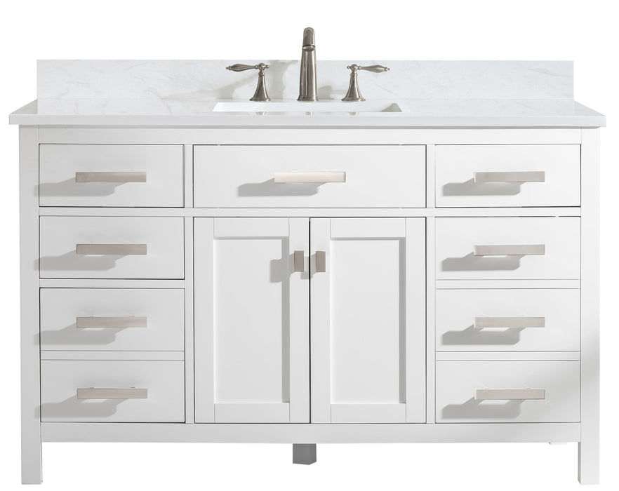 Valentino 54" Single Sink Vanity with White Quartz Top