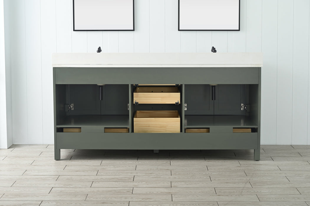 Valentino 72" Single Sink Vanity with White Quartz Top