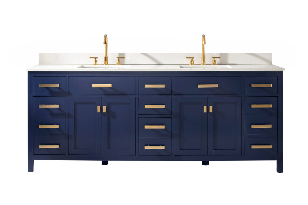 Valentino 84" Double Sink Vanity with White Quartz Top