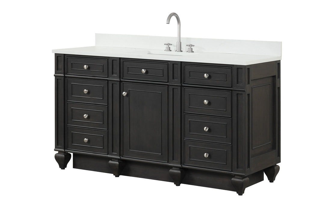 Winston 60" Single Sink Vanity with White Quartz Top