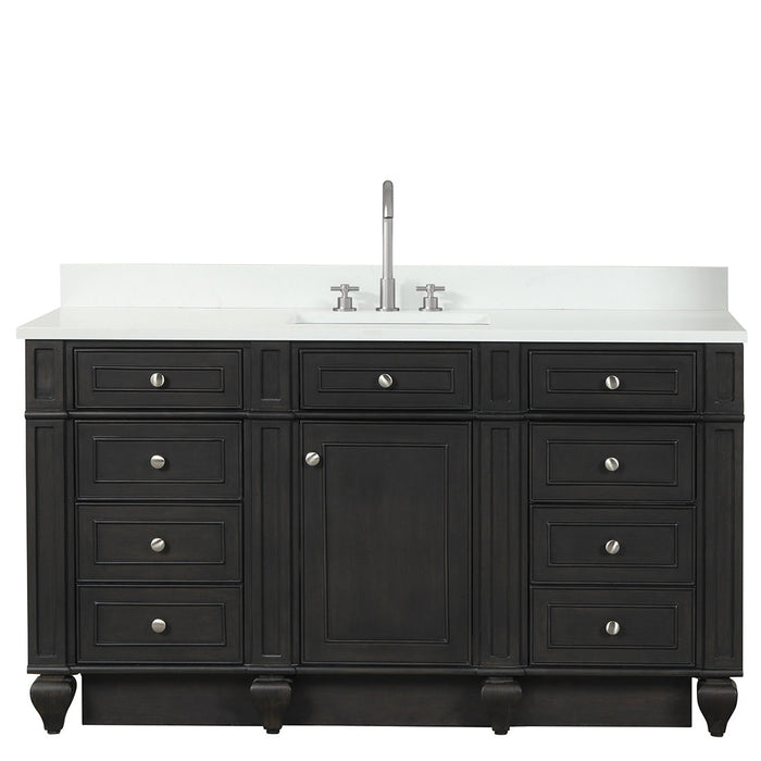 Winston 60" Single Sink Vanity with White Quartz Top