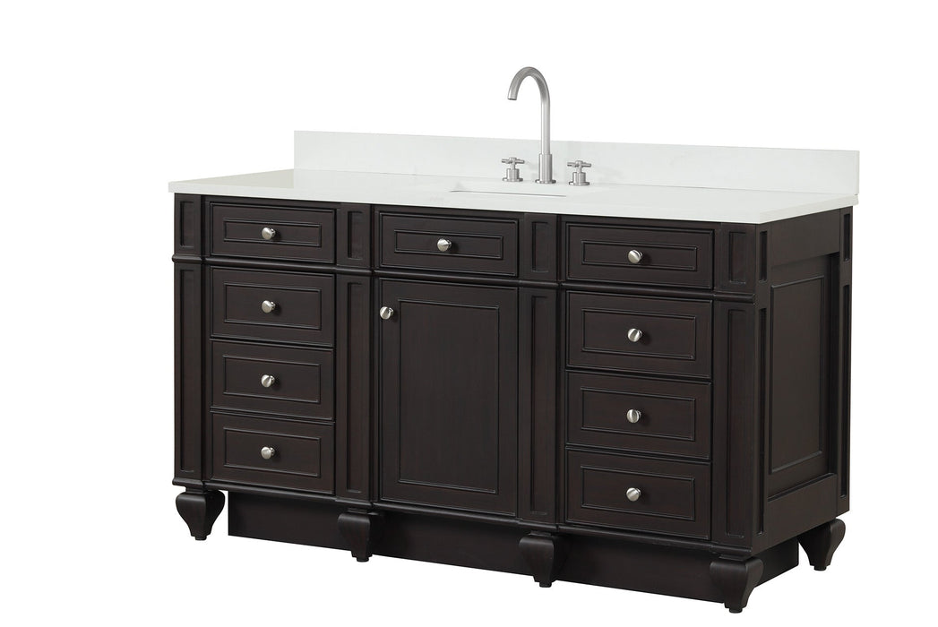 Winston 60" Single Sink Vanity with White Quartz Top