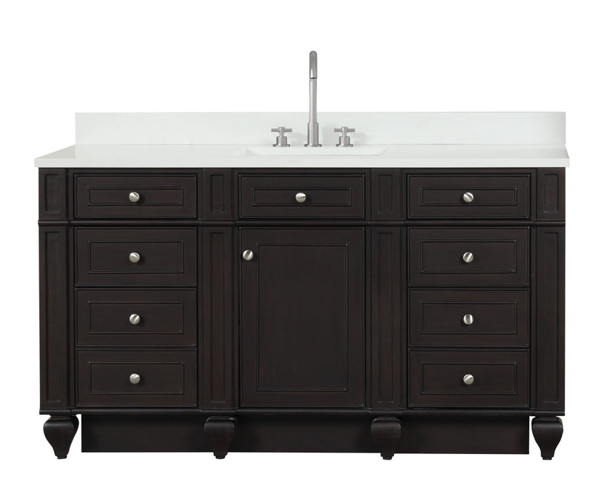 Winston 60" Single Sink Vanity with White Quartz Top