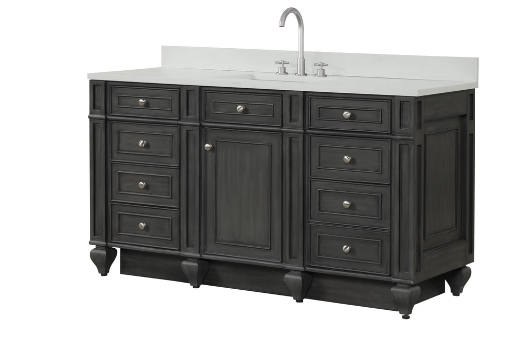 Winston 60" Single Sink Vanity with White Quartz Top