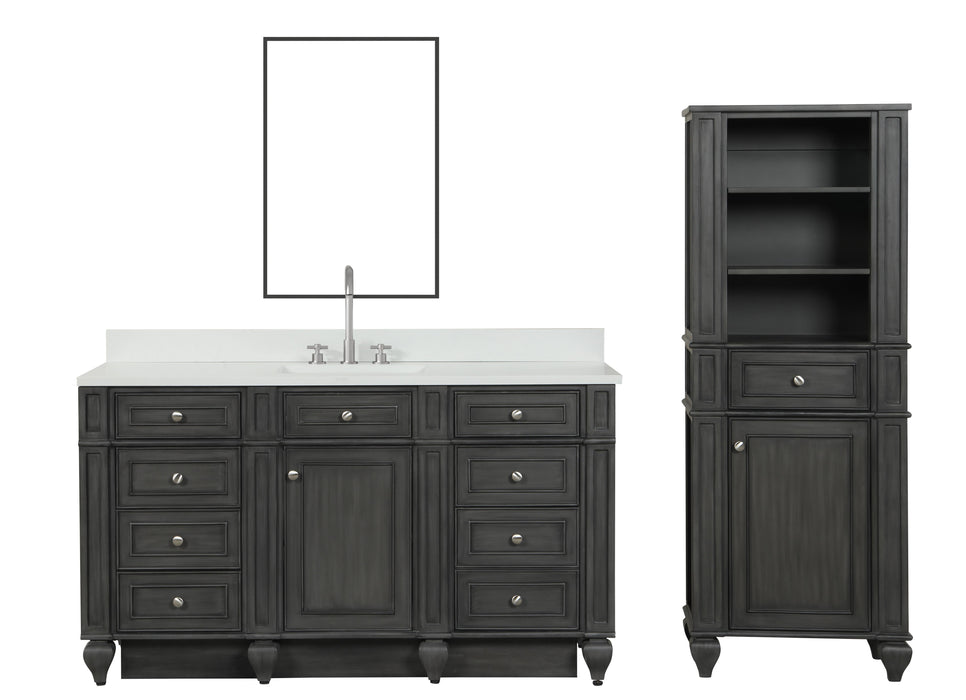 Winston 60" Single Sink Vanity with White Quartz Top