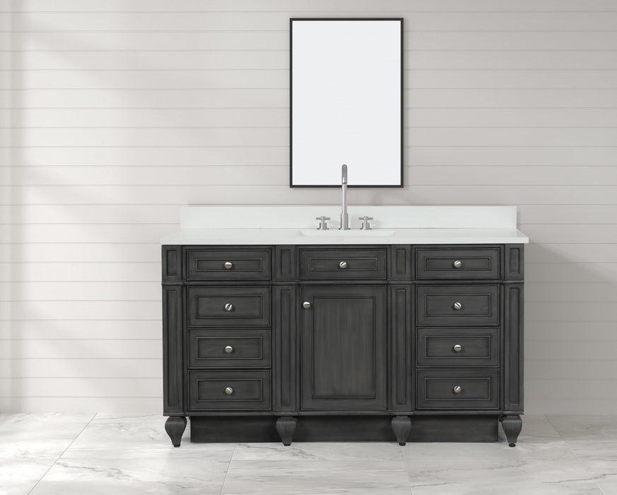 Winston 60" Single Sink Vanity with White Quartz Top