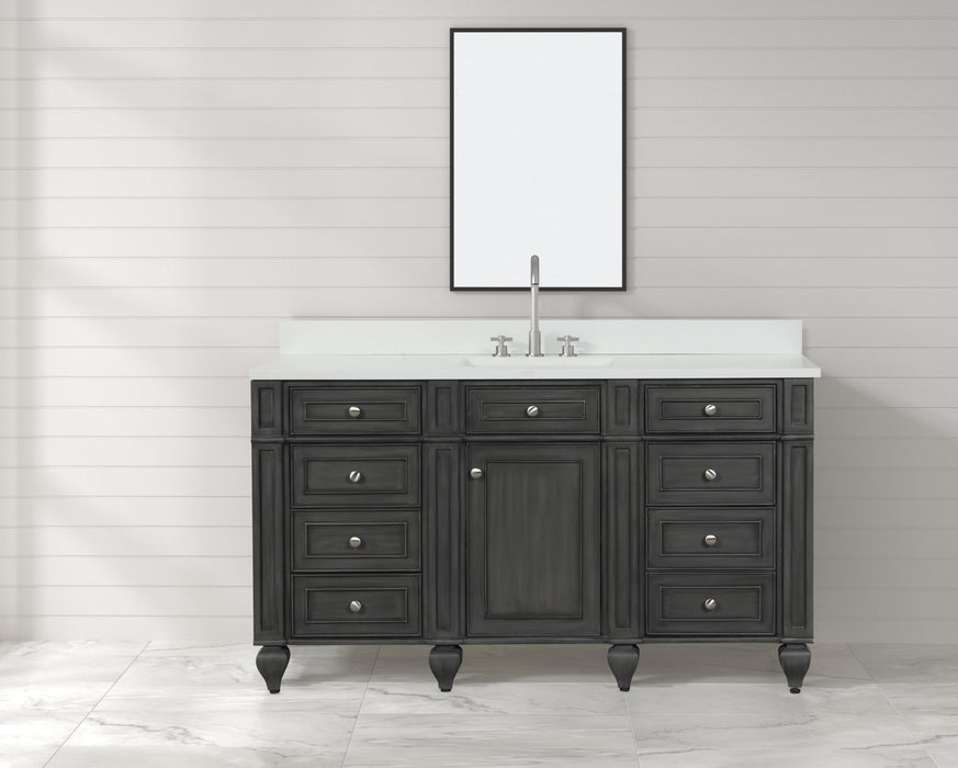 Winston 60" Single Sink Vanity with White Quartz Top