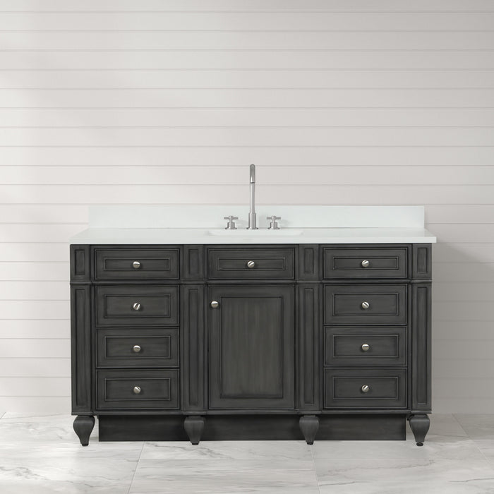 Winston 60" Single Sink Vanity with White Quartz Top