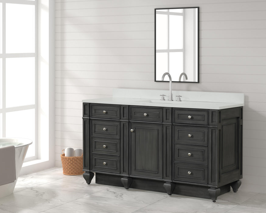 Winston 60" Single Sink Vanity with White Quartz Top