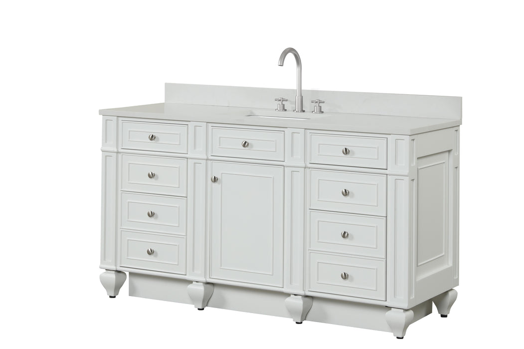 Winston 60" Single Sink Vanity with White Quartz Top