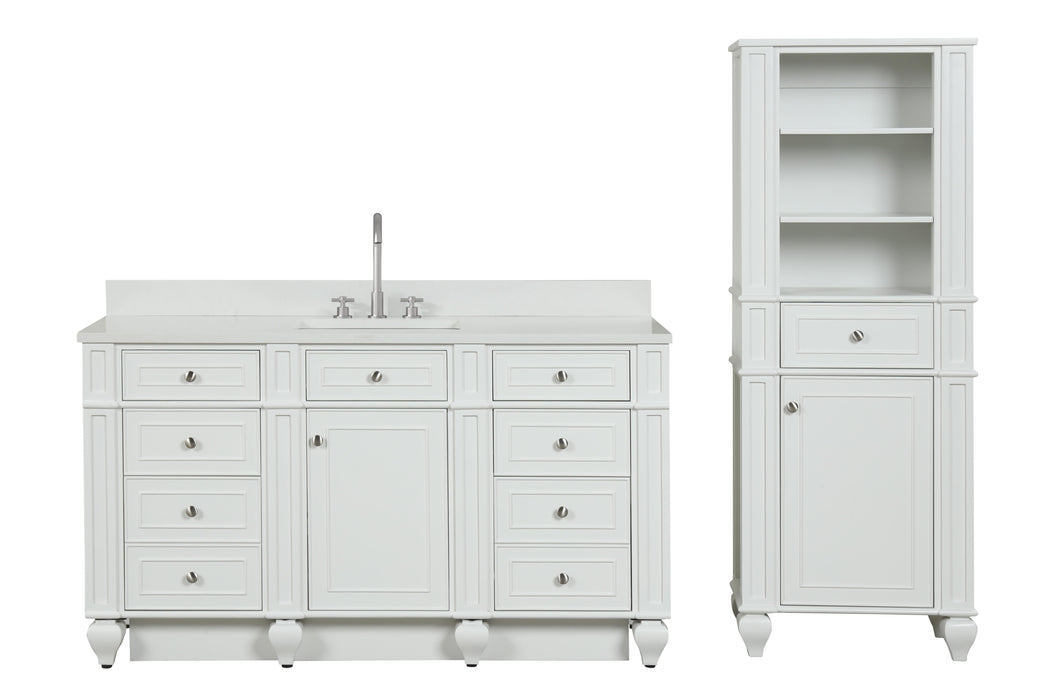 Winston 60" Single Sink Vanity with White Quartz Top