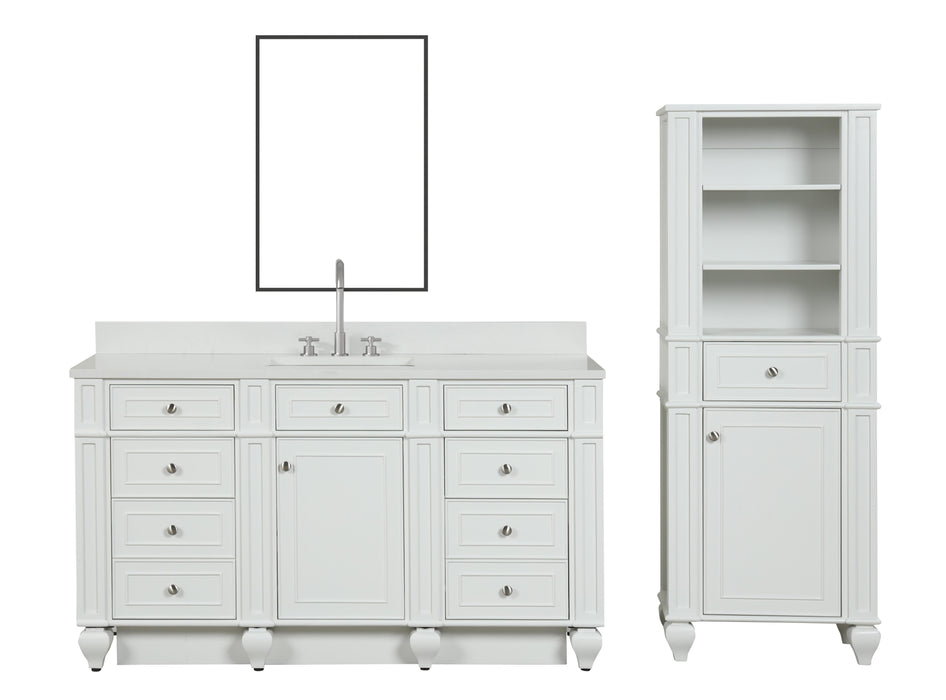 Winston 60" Single Sink Vanity with White Quartz Top