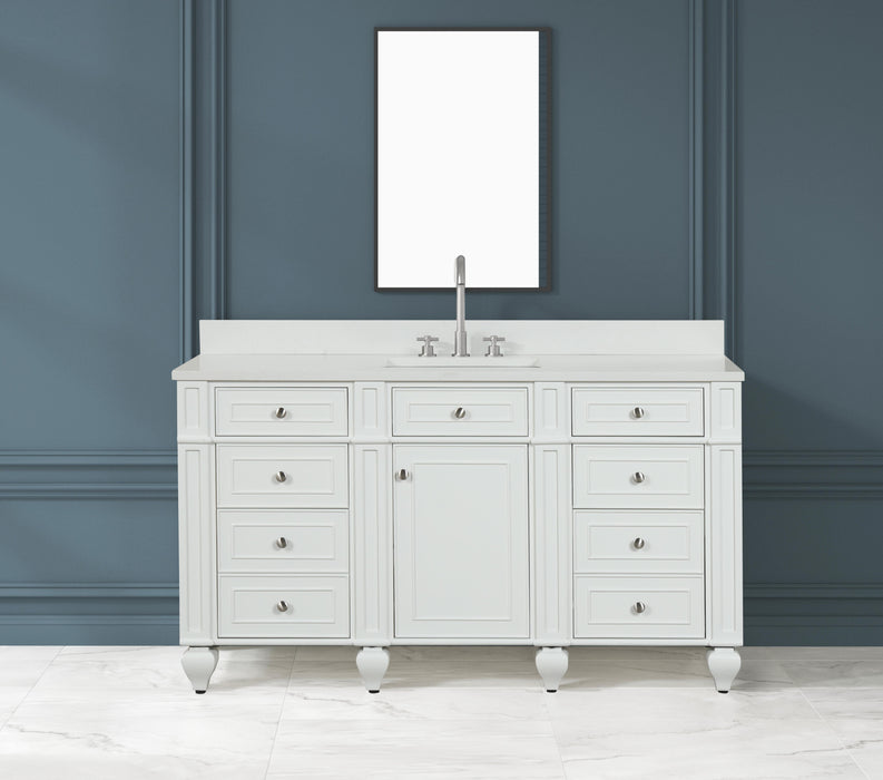 Winston 60" Single Sink Vanity with White Quartz Top