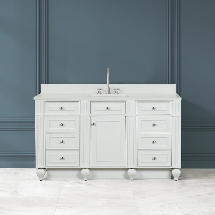 Winston 60" Single Sink Vanity with White Quartz Top