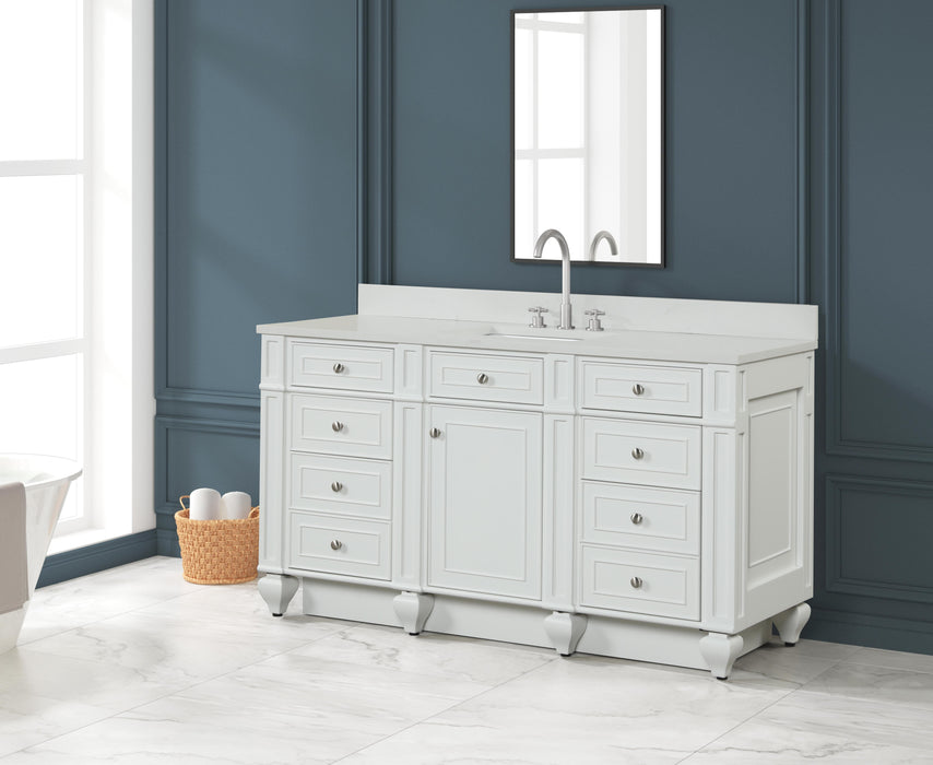 Winston 60" Single Sink Vanity with White Quartz Top